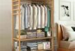 Wooden Clothes Rack With Shelves