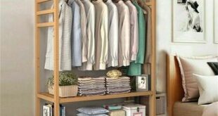 Wooden Clothes Rack With Shelves