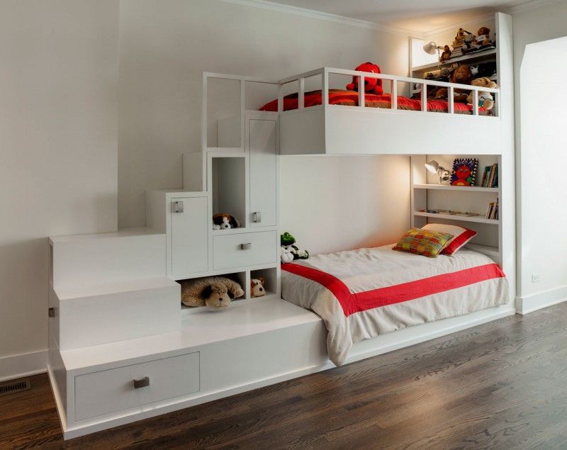 Optimizing Space: Bunk Beds featuring Stairs and Drawers