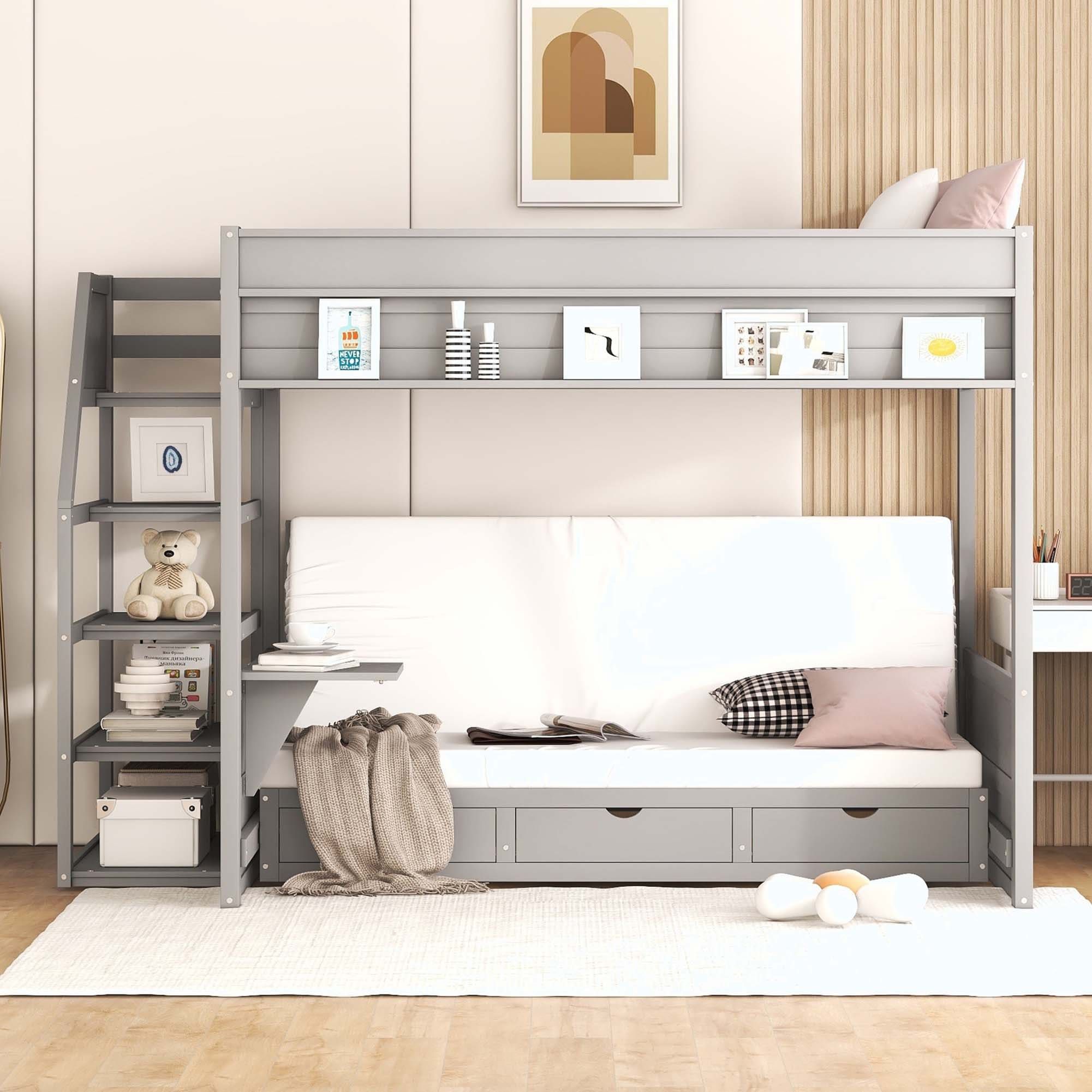 Optimizing Space: Bunk Beds with Stairway Access and Seamless Storage