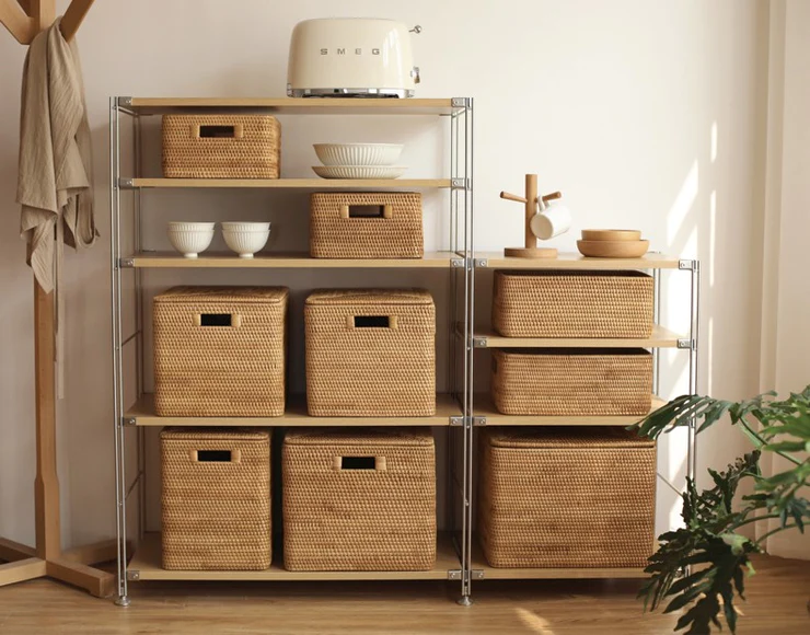 Organize Your Space with Stylish Wicker Storage Baskets for Shelves