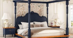 King Size Wooden Canopy Bed Frame