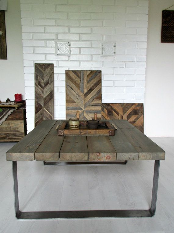 Rustic Charm: Enhance Your Living Space with a Reclaimed Wood Coffee Table Featuring Metal Legs