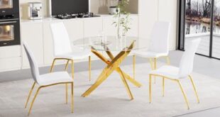 Modern Round Glass Dining Table Set