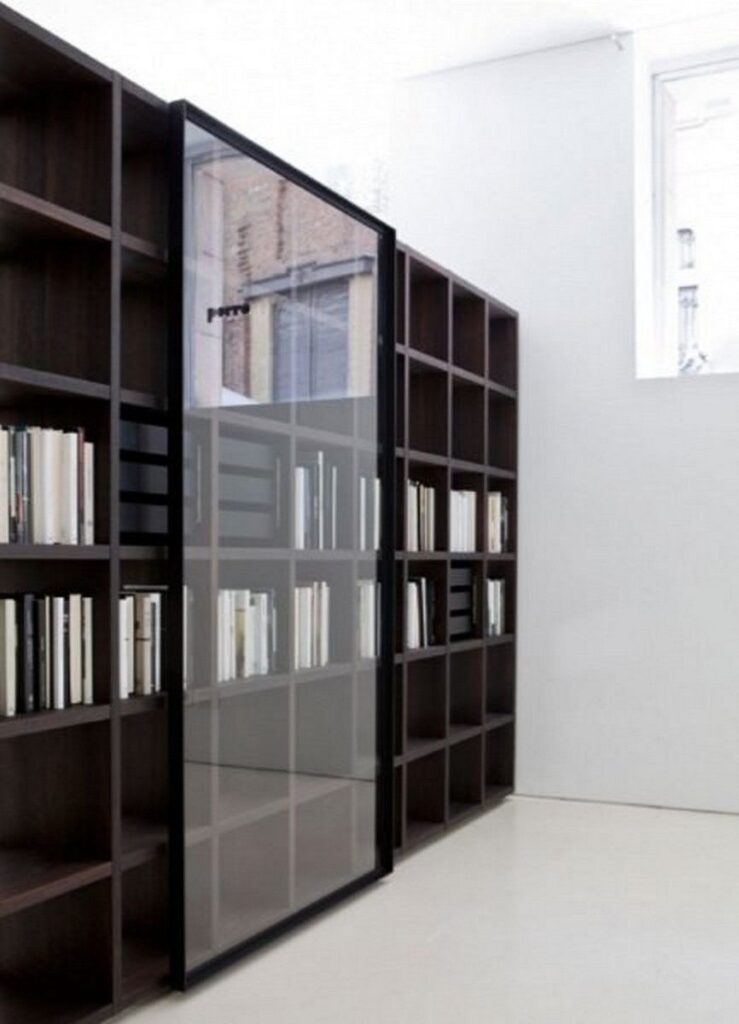 Modern Black Bookshelf With Doors