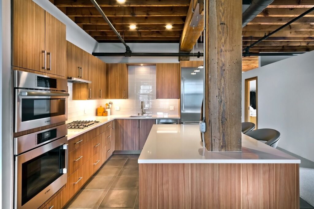 Modern Wood Grain Kitchen Cabinets