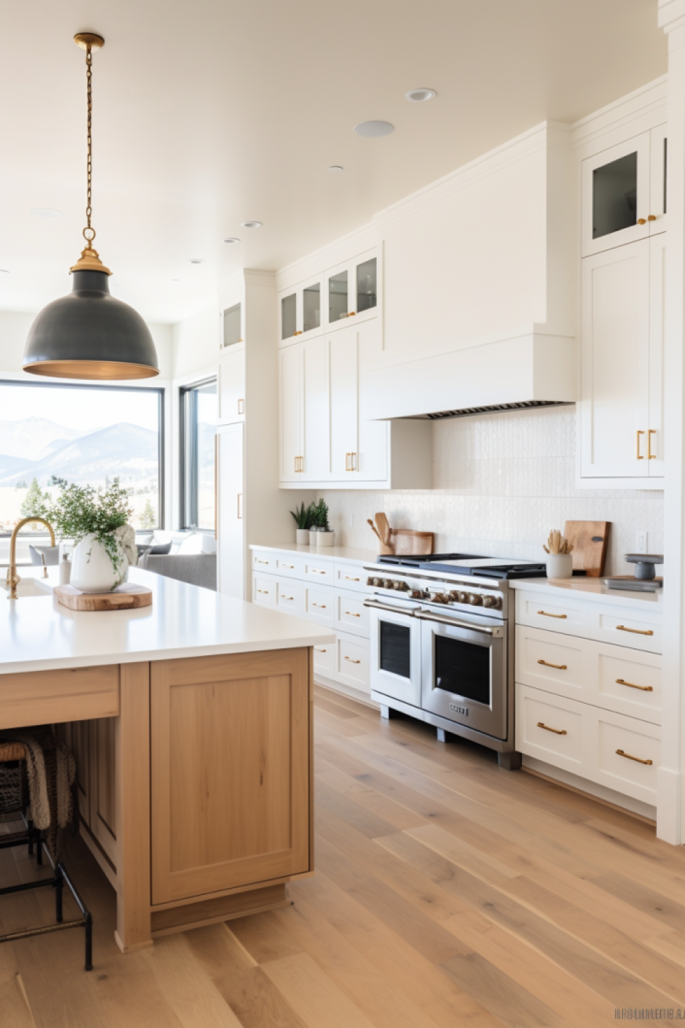 Sleek and Stylish: Modern White Kitchens Enhance with Wood Floors