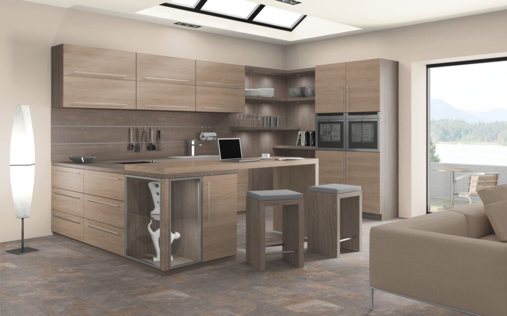 Modern Wood Grain Kitchen Cabinets