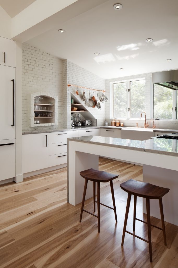 Modern White Kitchens With Wood Floors