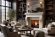 Bookcases Around Fireplace