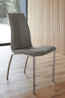 Stylish Faux Leather Dining Chairs Featuring Chrome Legs