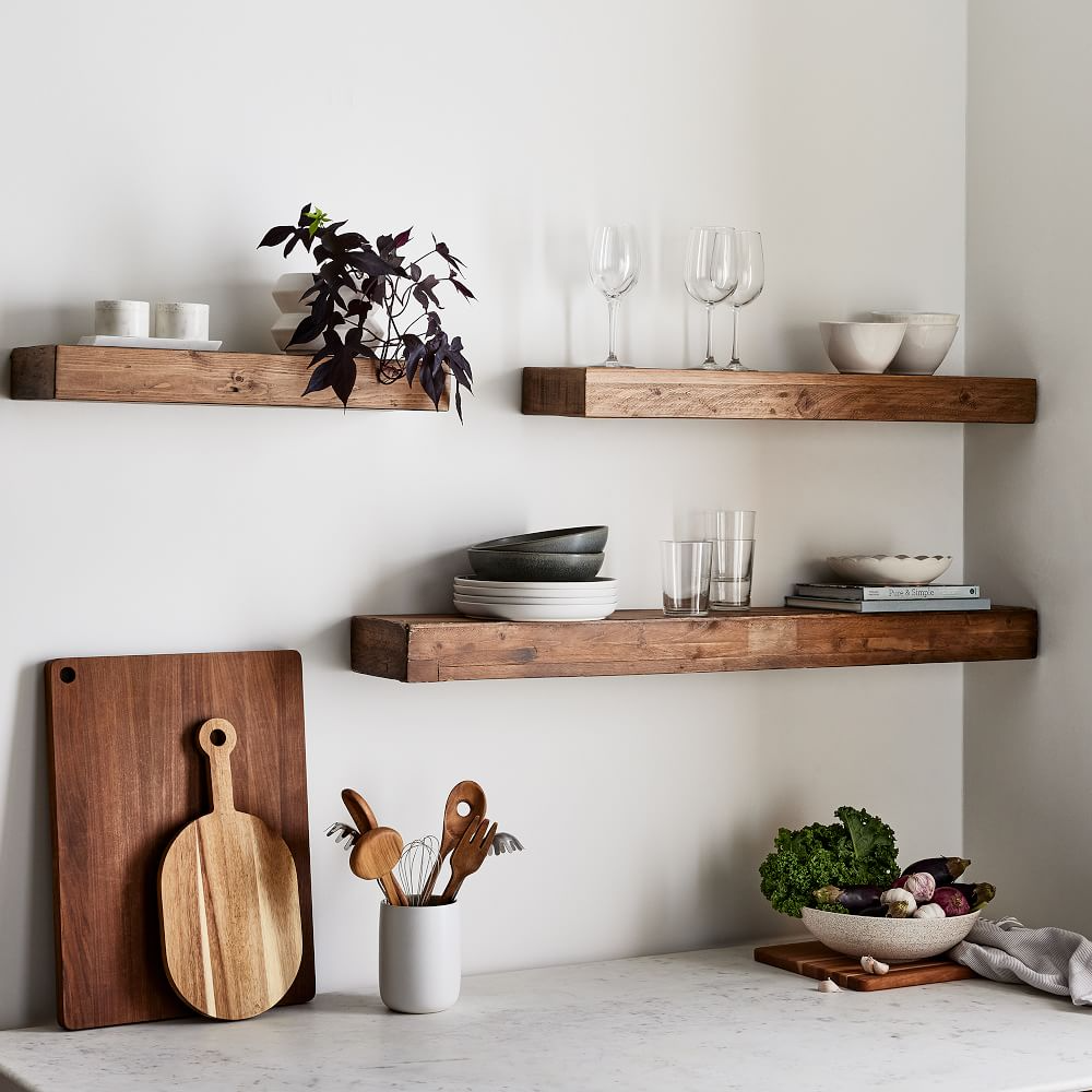 Stylish Kitchen Storage Solution: Floating Wall Shelves for Your Home