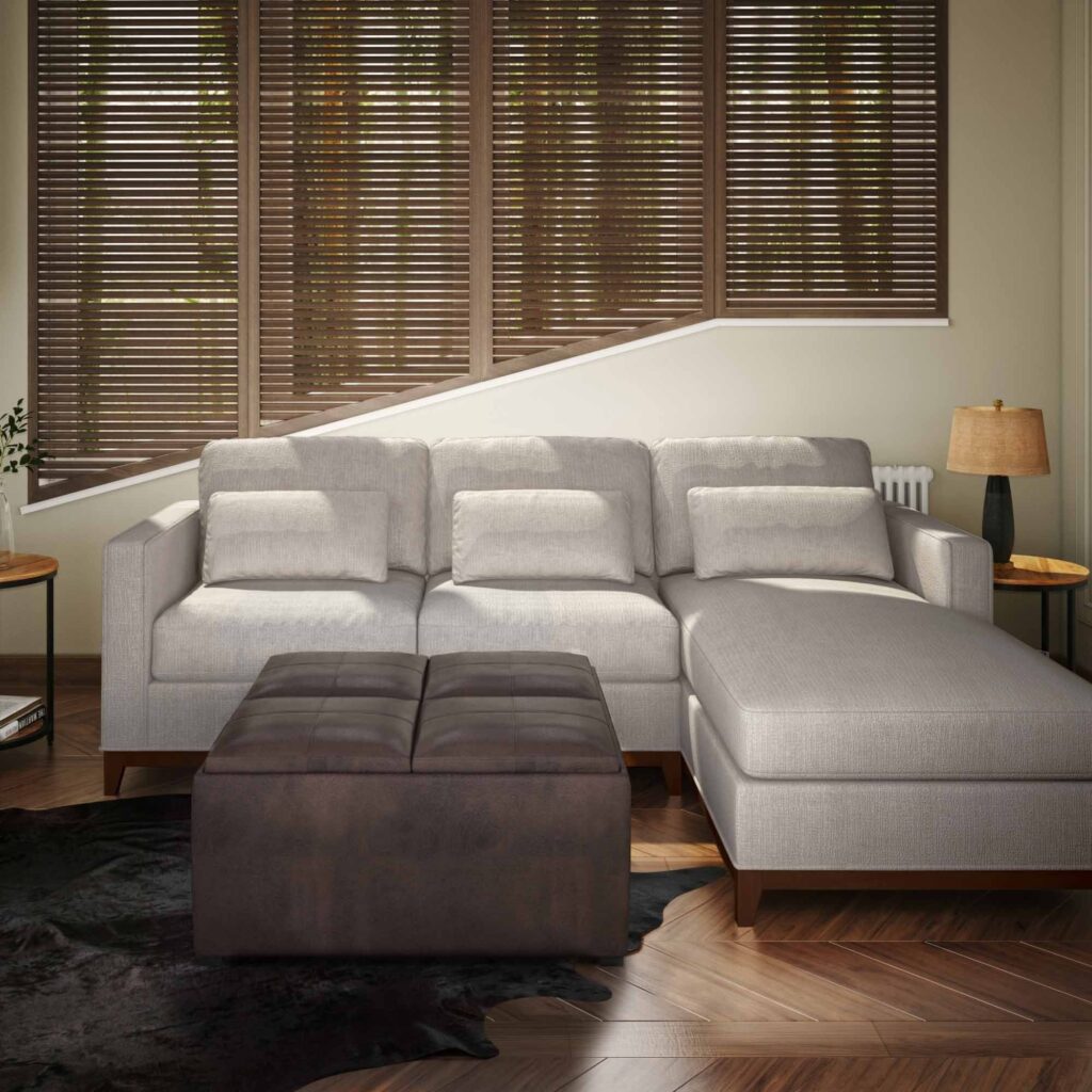 Rectangle Leather Ottoman Coffee Table