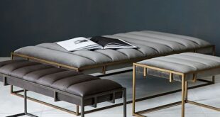 Rectangle Leather Ottoman Coffee Table