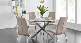 Modern Round Glass Dining Table Set