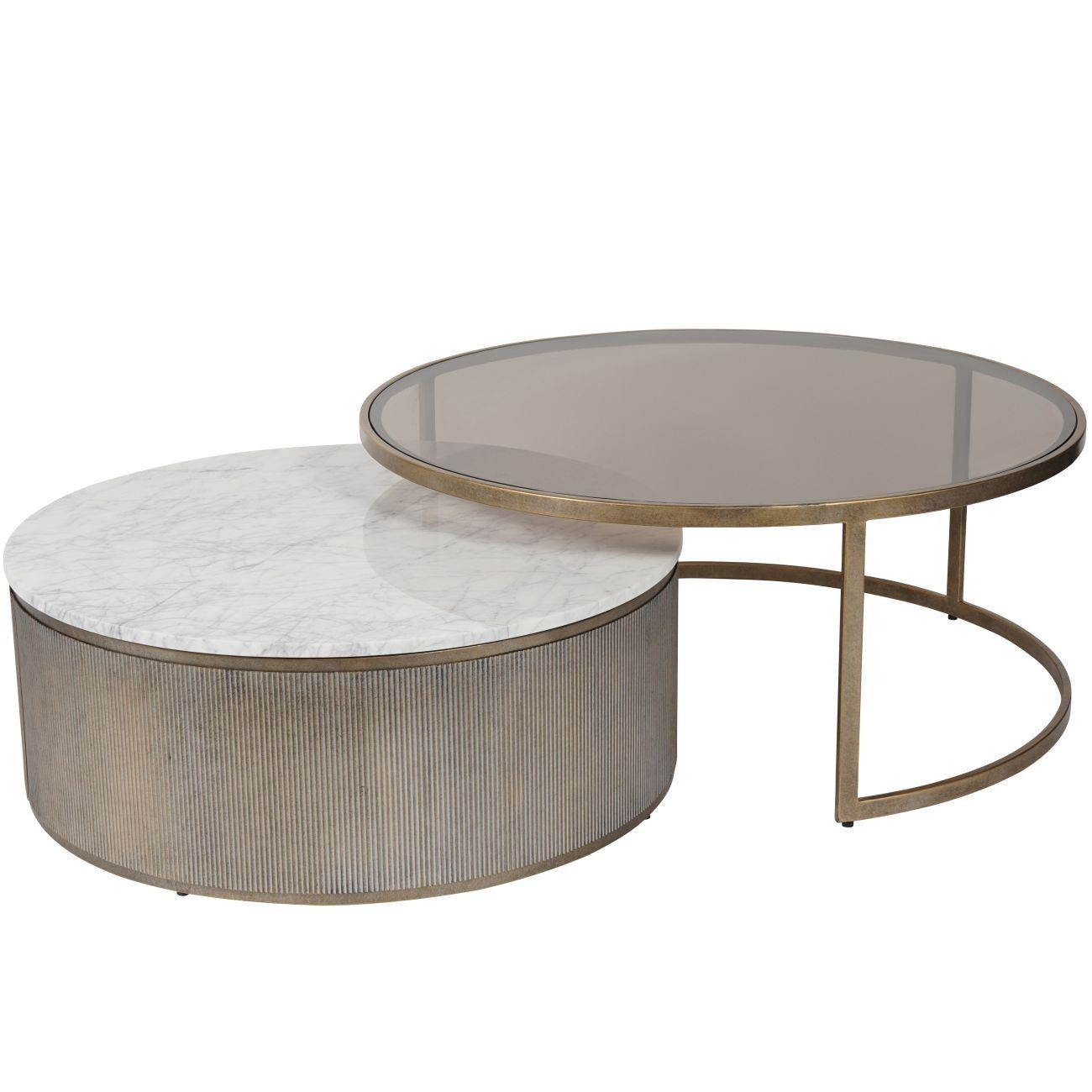 Stylish Round Nesting Tables with Elegant Marble Tops