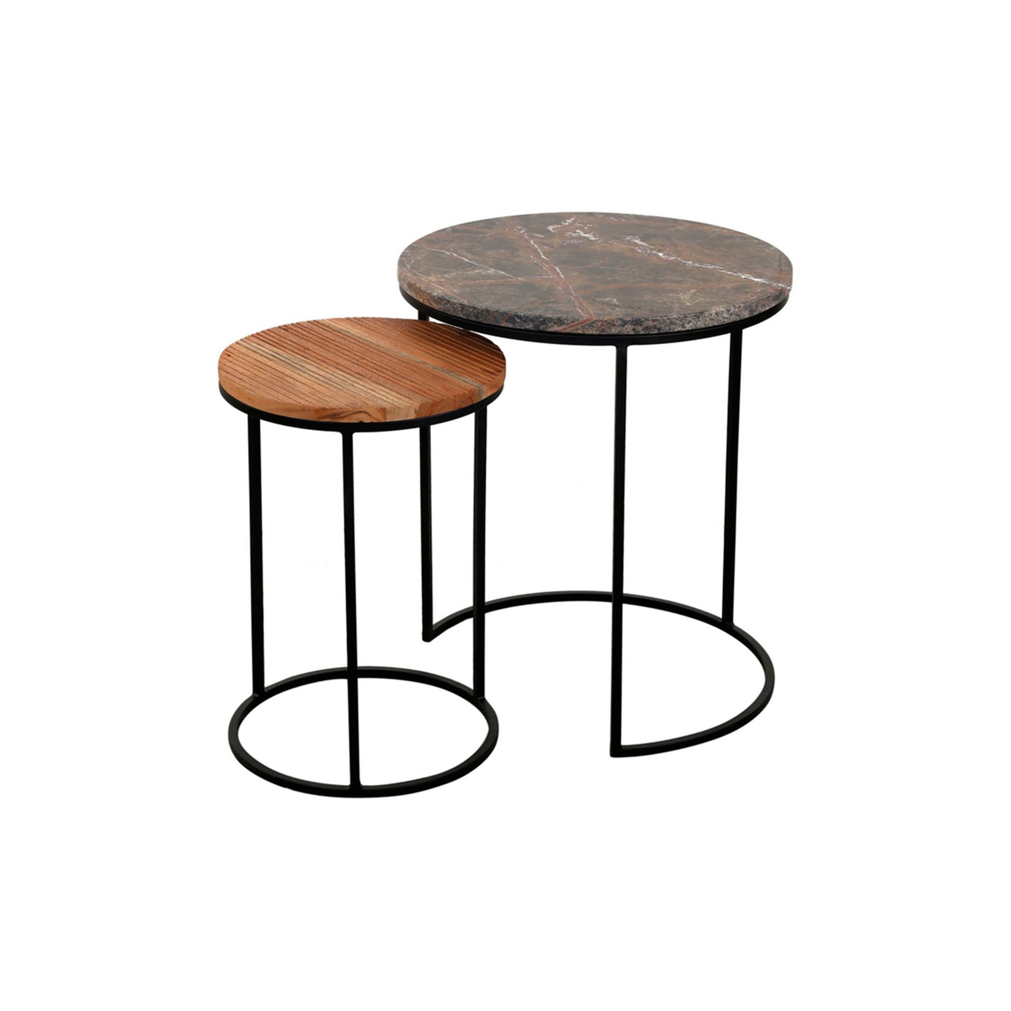 Stylish Round Nesting Tables with Marble Tops