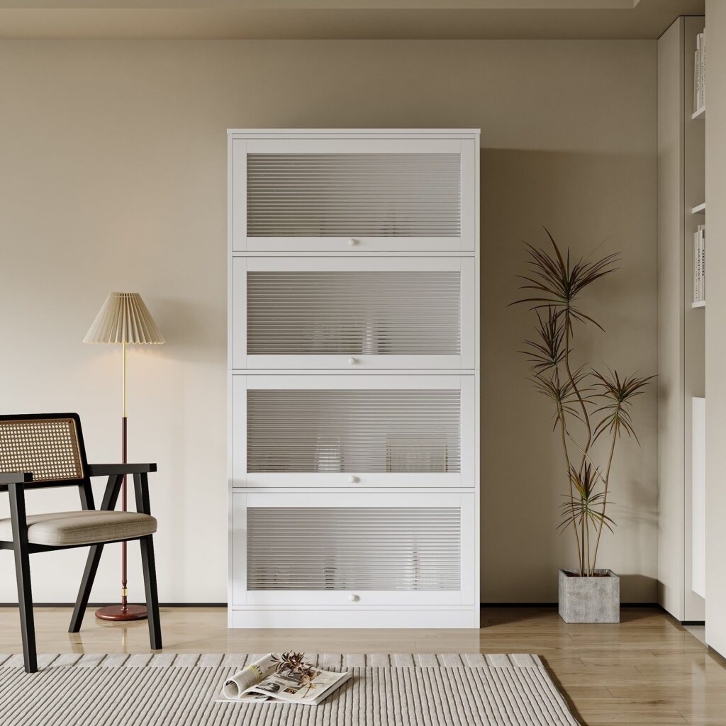 White Bookshelf With Glass Doors