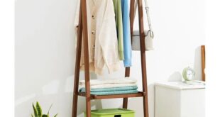 Wooden Clothes Rack With Shelves