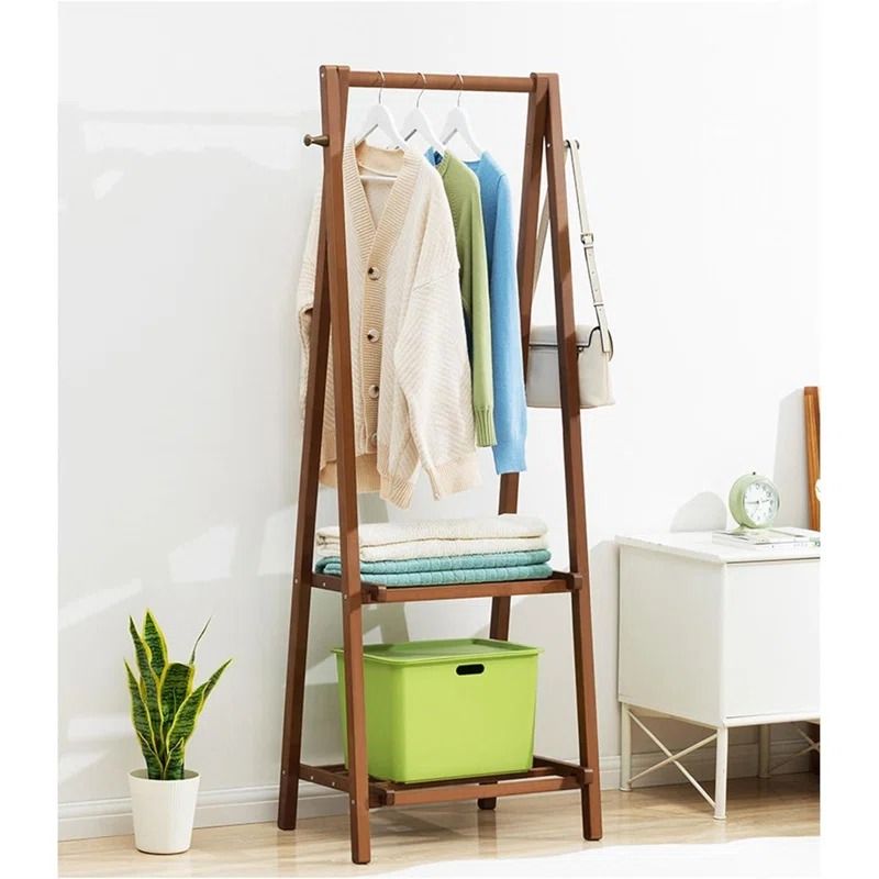 Sustainable Storage Solution: Wooden Clothes Rack With Shelves