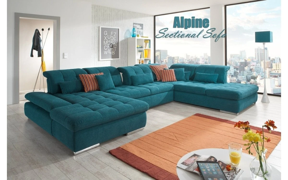 Teal Leather Sectional Sofa