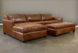 Brown Leather Tufted Sectional Sofa