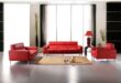 Contemporary Red Leather Sofa Set