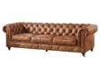 Brown Leather Tufted Sectional Sofa