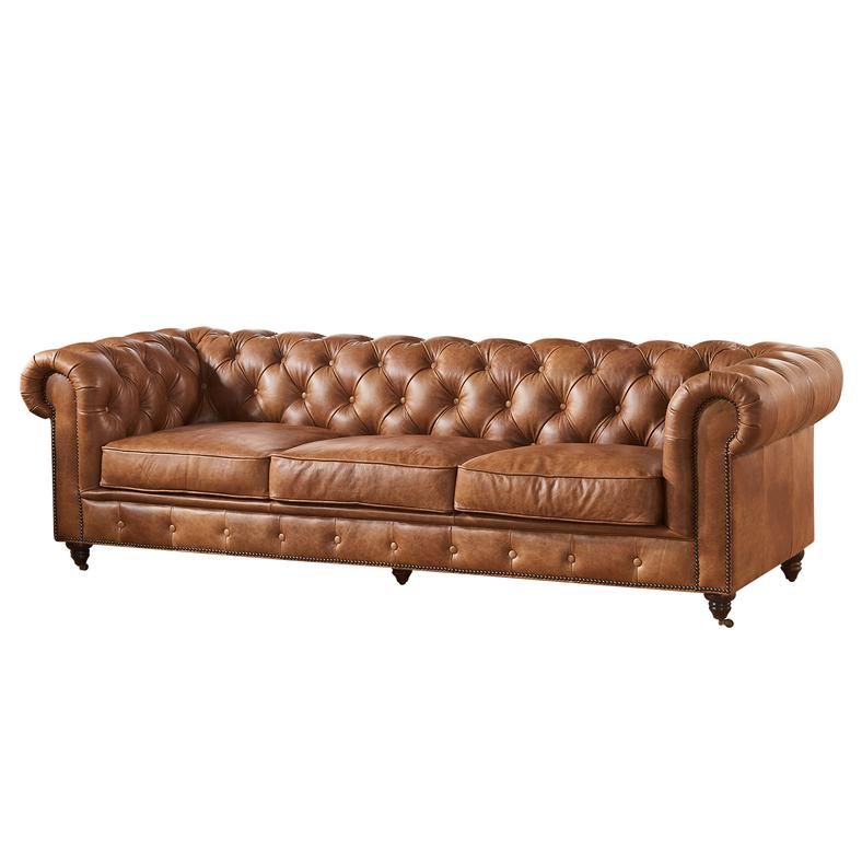 The Luxurious Brown Leather Tufted Sectional Sofa: A Stylish Addition to Any Living Room