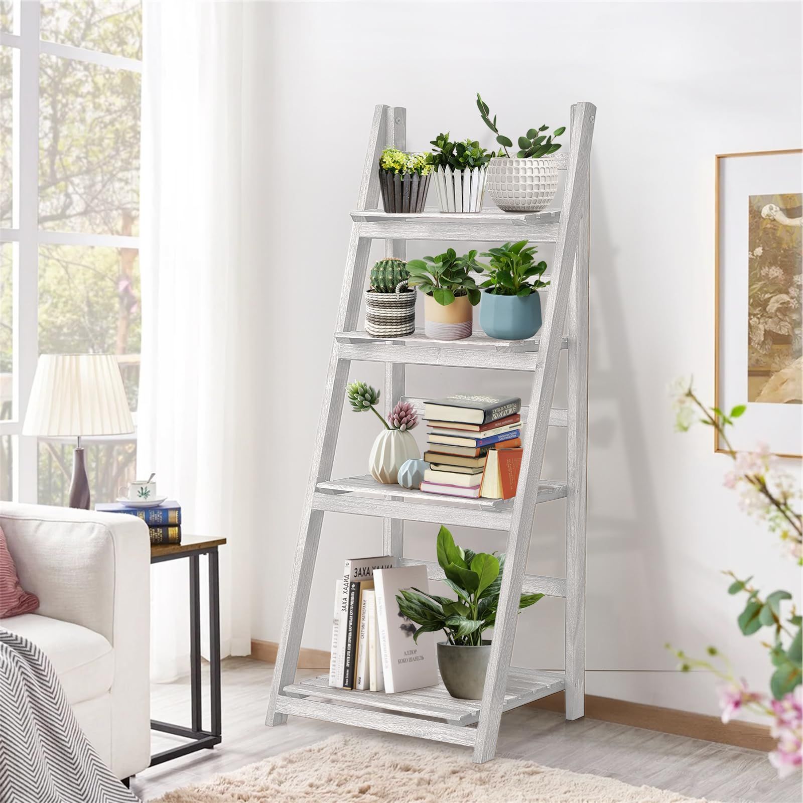 The Versatile Charm of a Wood Leaning Ladder Bookcase