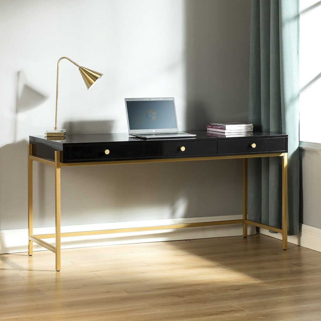 Black Desk With Drawers On Both Sides