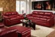 Contemporary Red Leather Sofa Set