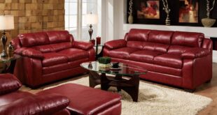 Contemporary Red Leather Sofa Set