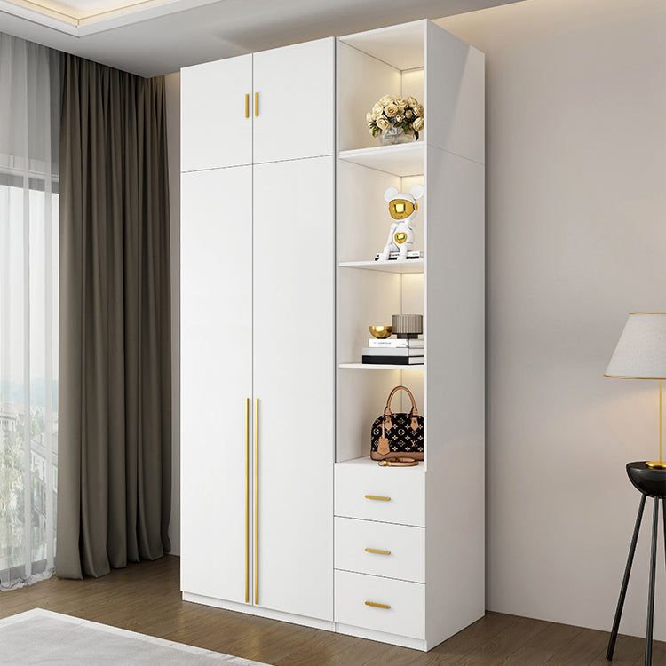 Versatile White Wooden Wardrobe with Ample Storage