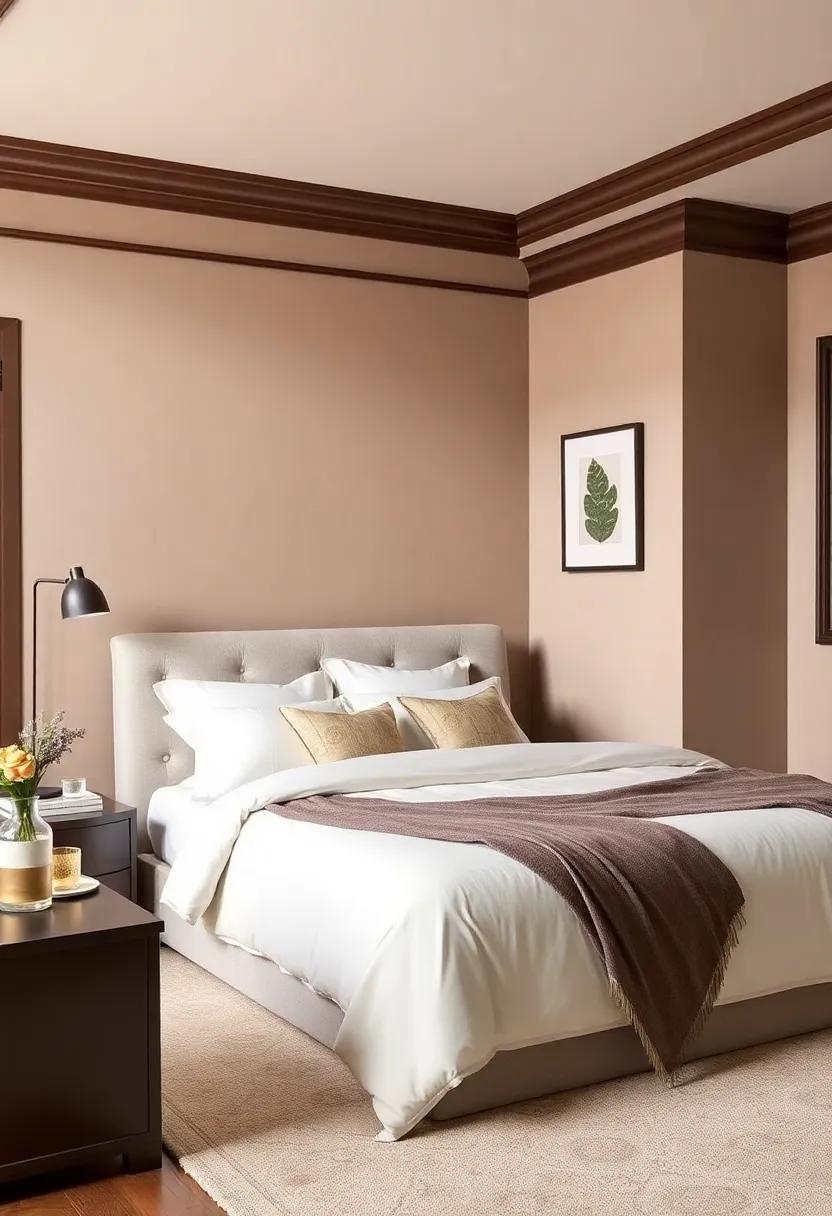 Timeless Taupe with Chocolate Brown Trim: Embrace understated luxury with warm taupe walls‌ paired with rich chocolate brown ⁤accents for a classic look
