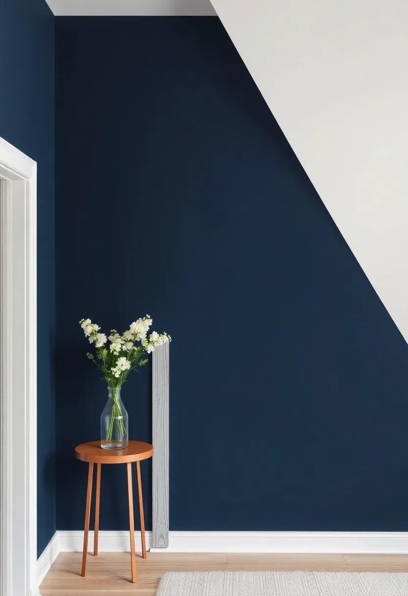Classic Navy Blue with ​Whitewashed Trim: Channel nautical vibes with deep navy walls, paired with rustic‌ whitewashed trim for a classic yet timeless look