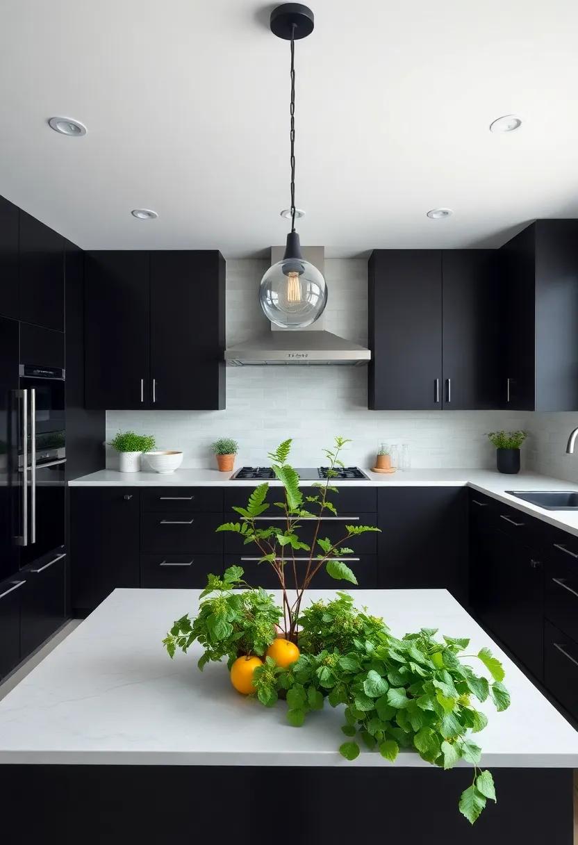 Infuse Nature: Incorporate greenery through plants​ and herbs to bring vitality ‍and color into ⁤your black kitchen space