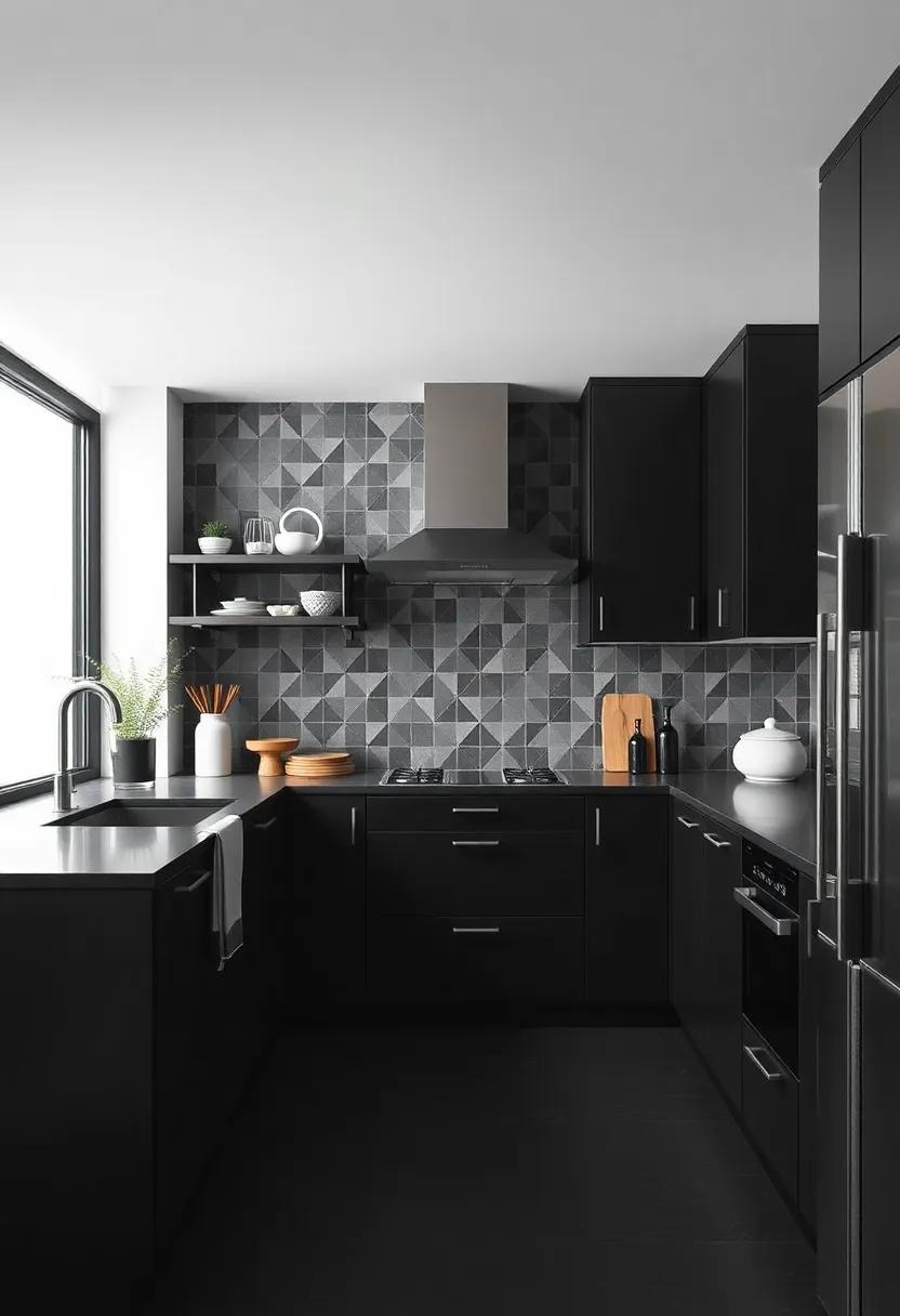 Play with geometry: Use ‌geometric patterns in tiles or⁢ decor to ⁢add‌ visual ‌interest in a contemporary black-themed kitchen