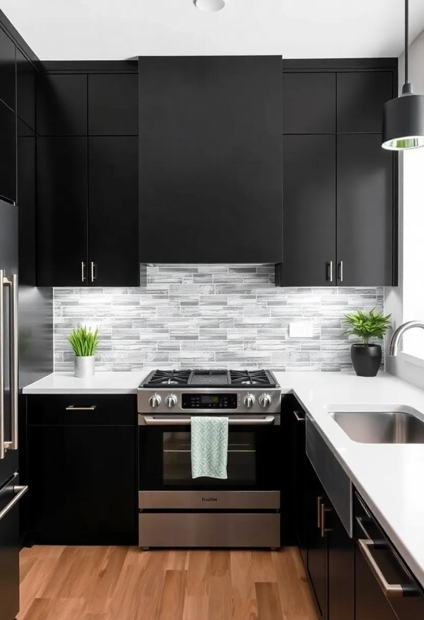 Use Bold⁢ Backsplashes: A striking ‌backsplash, like vibrant tiles or metal, can complement and‌ brighten your modern black kitchen