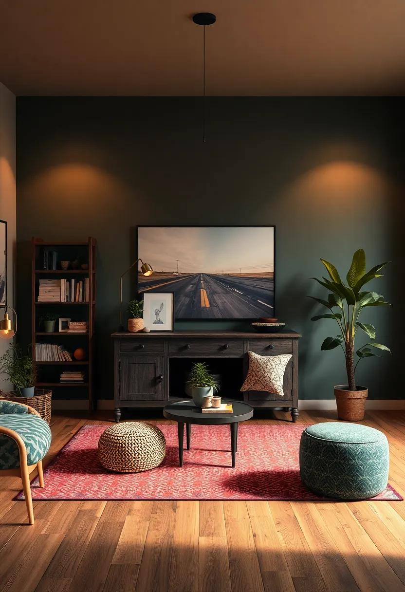 Layered Lighting: Combine ambient, task, and accent lighting to create a warm and inviting atmosphere that highlights your eclectic style choices
