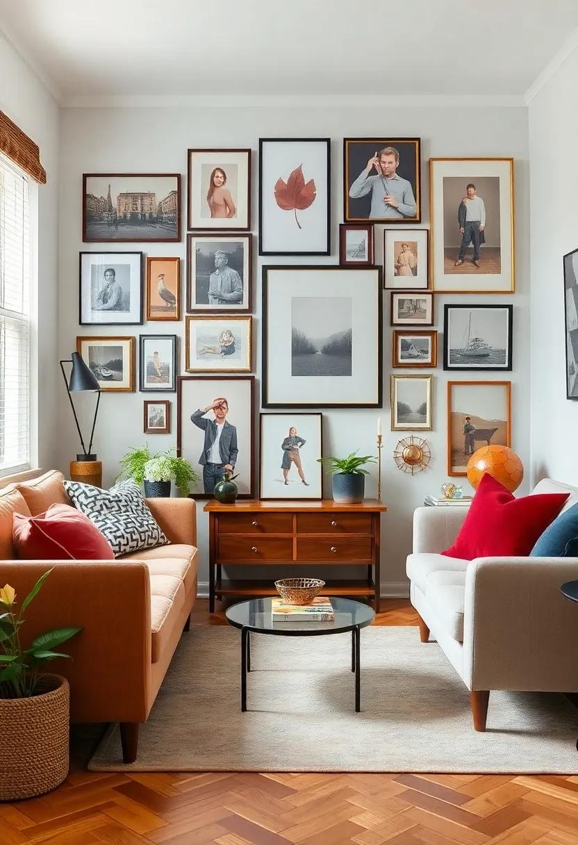 Artistic Gallery Wall: Curate a collection of artwork, photographs, and personal mementos to showcase your taste and experiences in a visually stimulating way