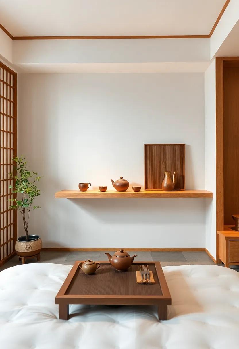 Display Your Tea Set: Showcase a traditional tea set⁤ on a‌ dedicated shelf, inviting the art of ‌Japanese ‍tea ceremonies ​into ​your daily ⁢life