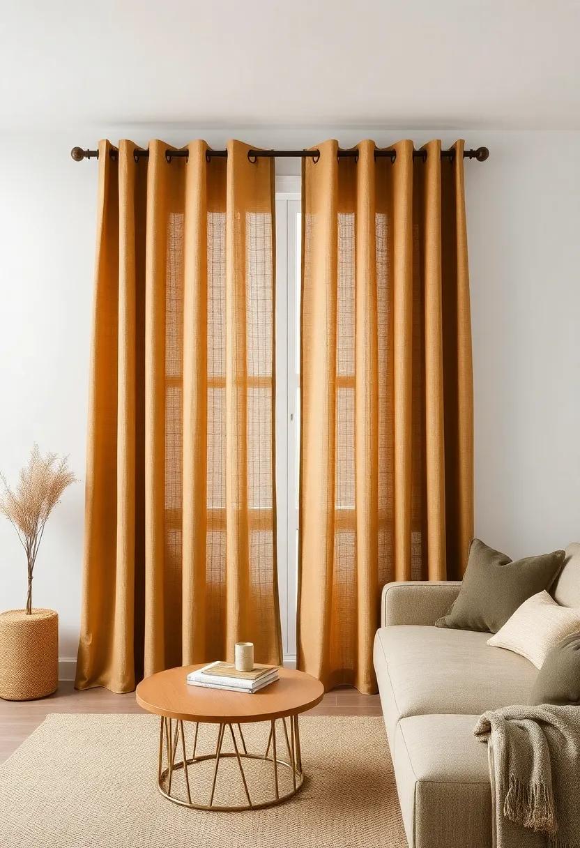 Rustic Burlap Curtains:​ For an earthy ​touch, burlap curtains ⁢bring texture and​ warmth, creating a ⁢cozy rustic vibe⁣ perfect‍ for any home