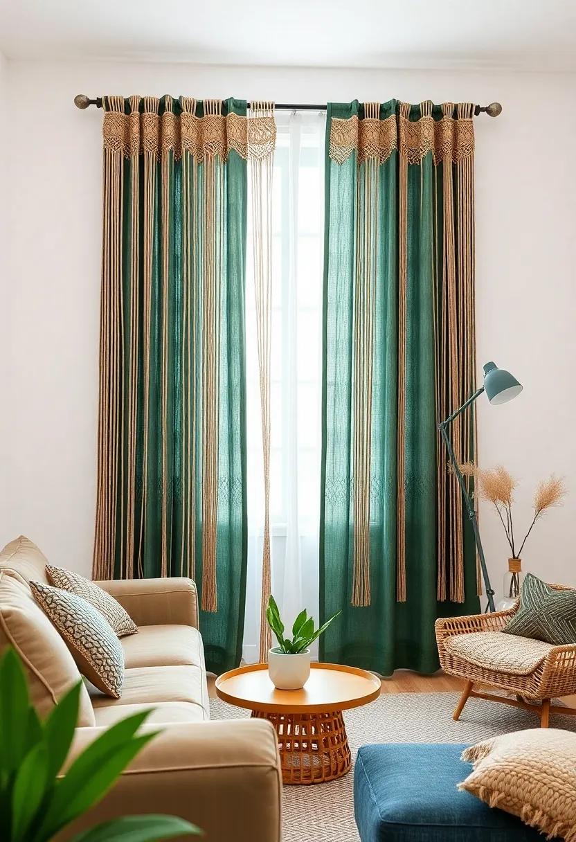 Earthy ‍macramé Curtains: Bring in ⁢bohemian vibes with macramé curtains that ‍introduce ⁤a ‍handcrafted⁣ charm and a layering effect to your ​living ⁢area