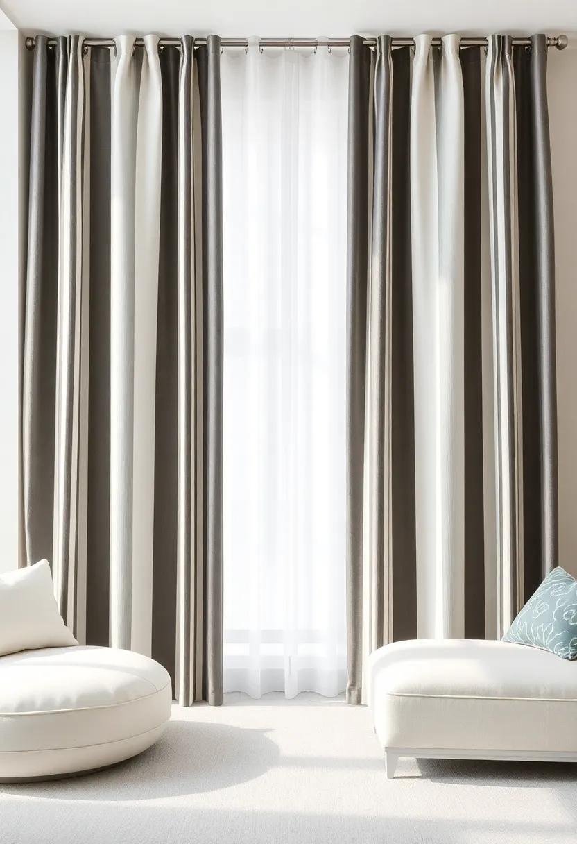 Striped Fabric Curtains:‌ Make ​a bold statement with‌ vertical ⁤or horizontal stripes​ that can visually elongate or‌ widen‌ your living ​space, ⁢depending ‌on your choice
