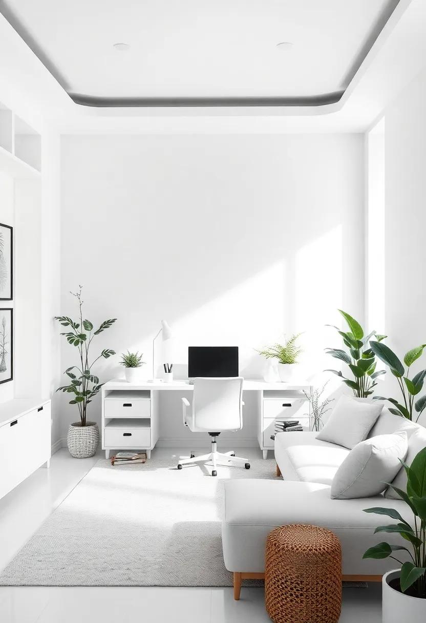 the Role of Greenery in a Chic White ⁣Office Retreat