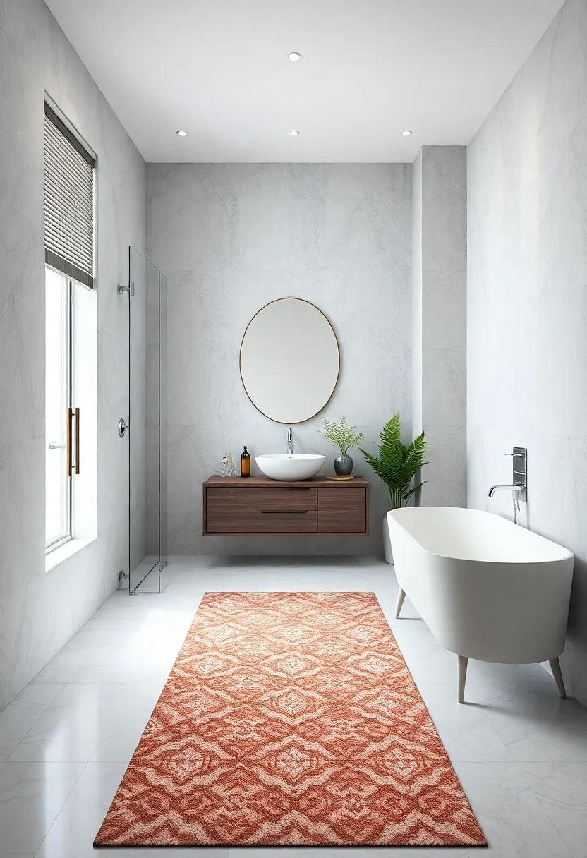 Discover The Allure Of Patterned Rugs in⁤ Modern Bathroom Designs