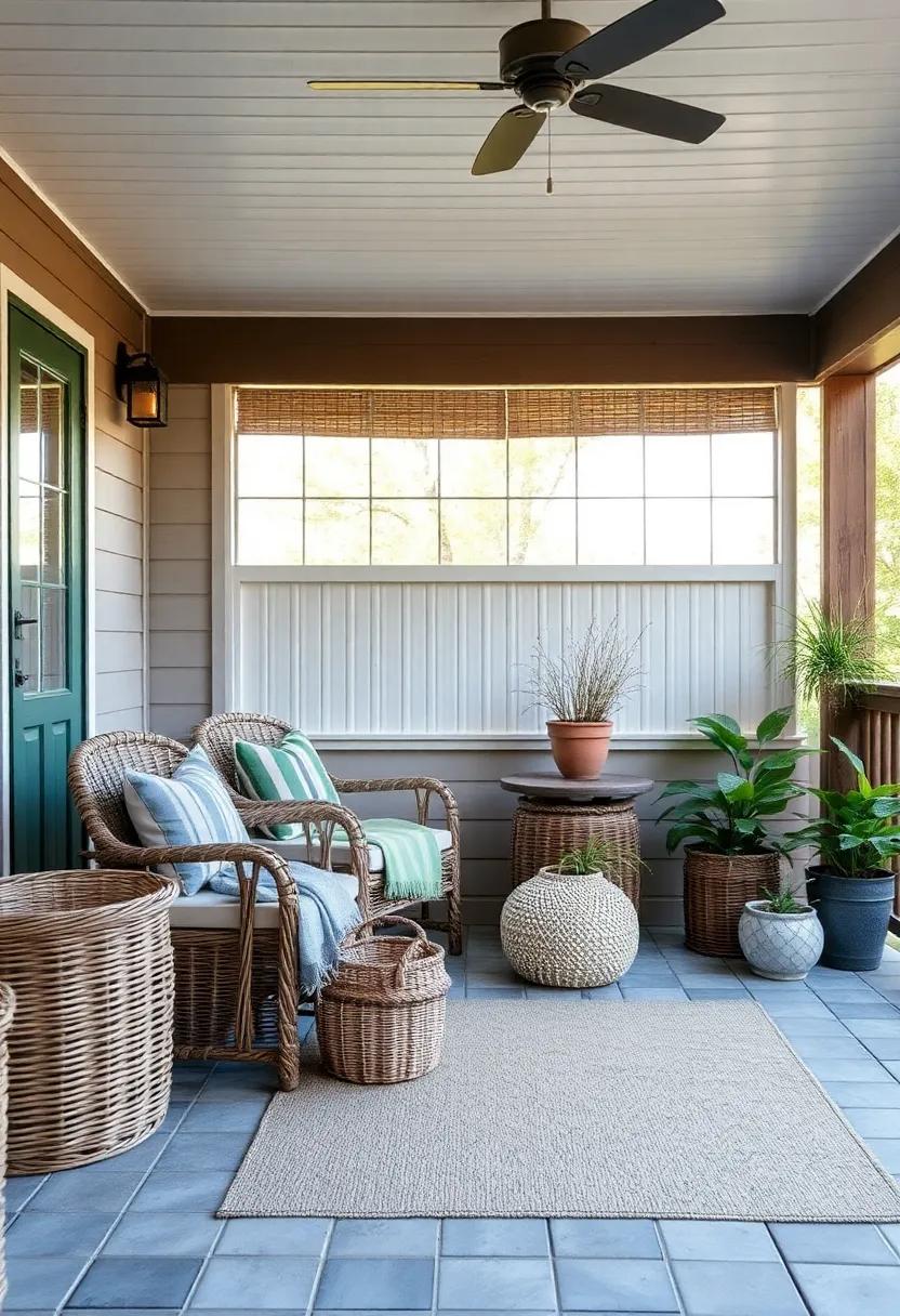 Enchanting Wicker baskets: Use ​wicker ⁣baskets ​to hold ⁣throws, magazines, or gardening tools while adding⁤ a rustic touch of organization