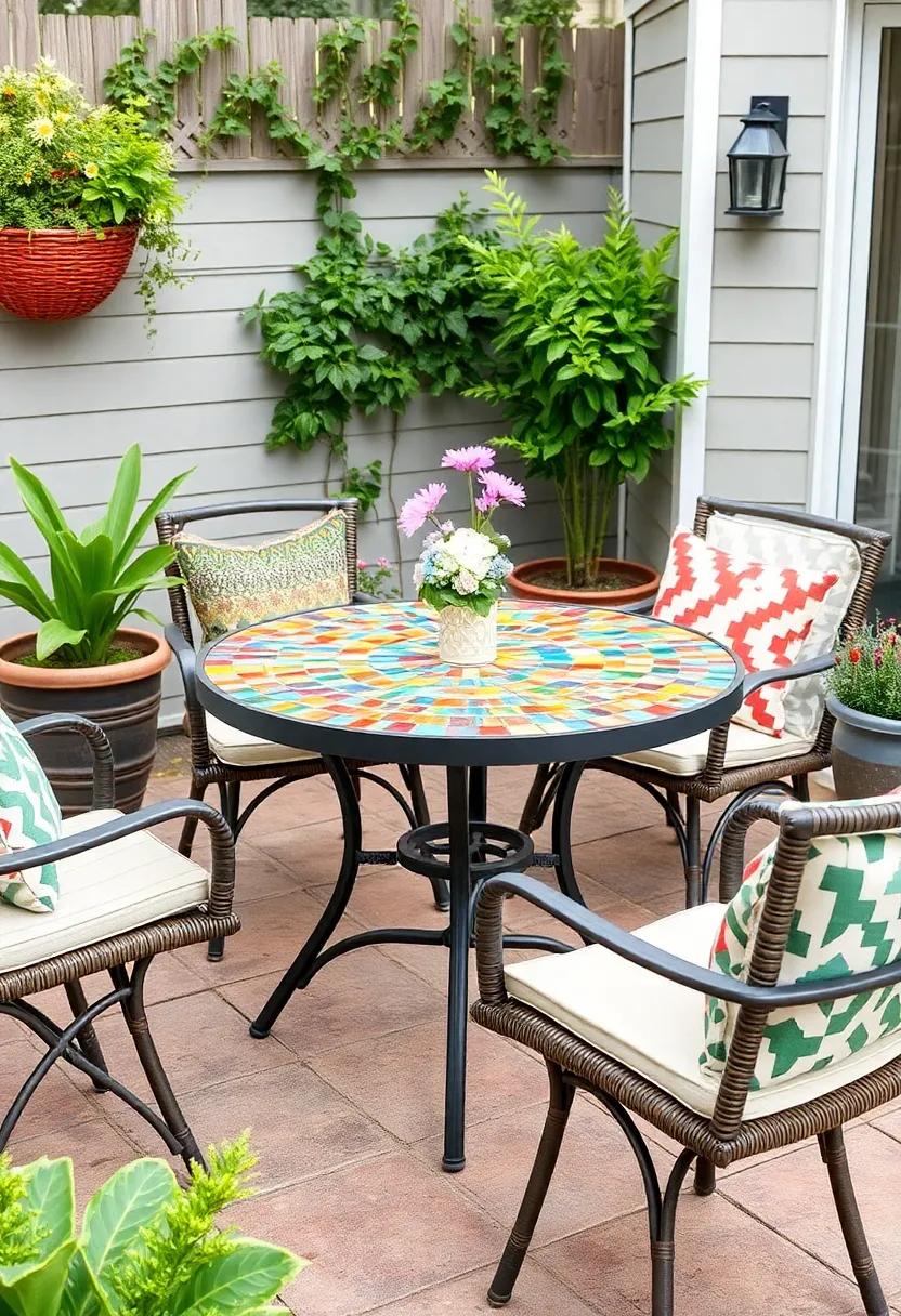 DIY ‌Mosaic ⁤Tables: Craft colorful mosaic ⁢tables using broken ⁢tiles‍ or⁤ glass pieces for a⁣ unique, artsy focal point