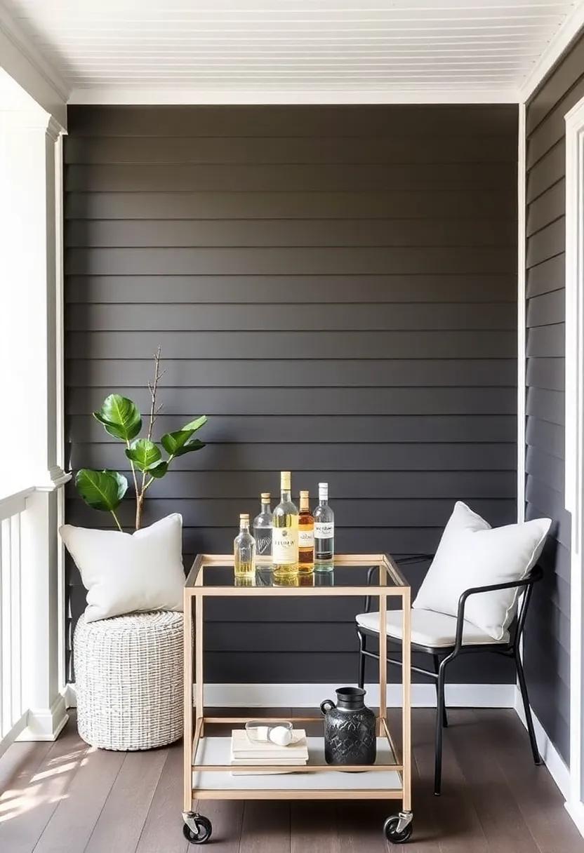 Modern Minimalism: Opt⁣ for sleek lines‍ and⁣ a⁤ monochromatic palette, utilizing a simple bar cart to keep ‍drinks accessible yet stylish